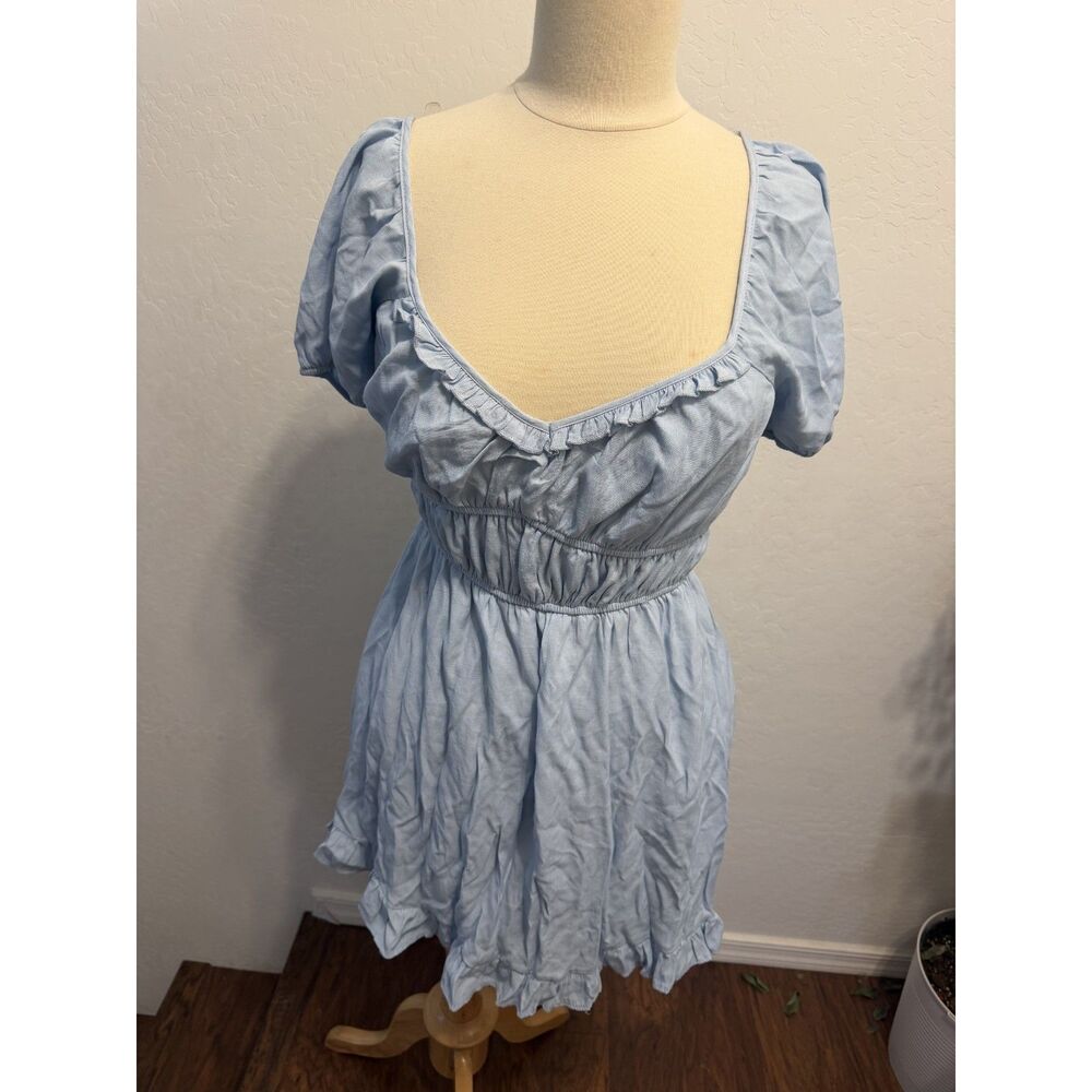 Trixxi Light Blue Puff Sleeve Mini Dress – Women's Size Small